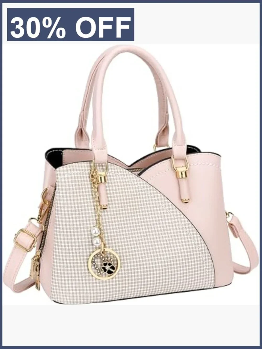 Vegan Leather 3-Compartment Satchel Purse w/ Top Handle, Detachable Shoulder